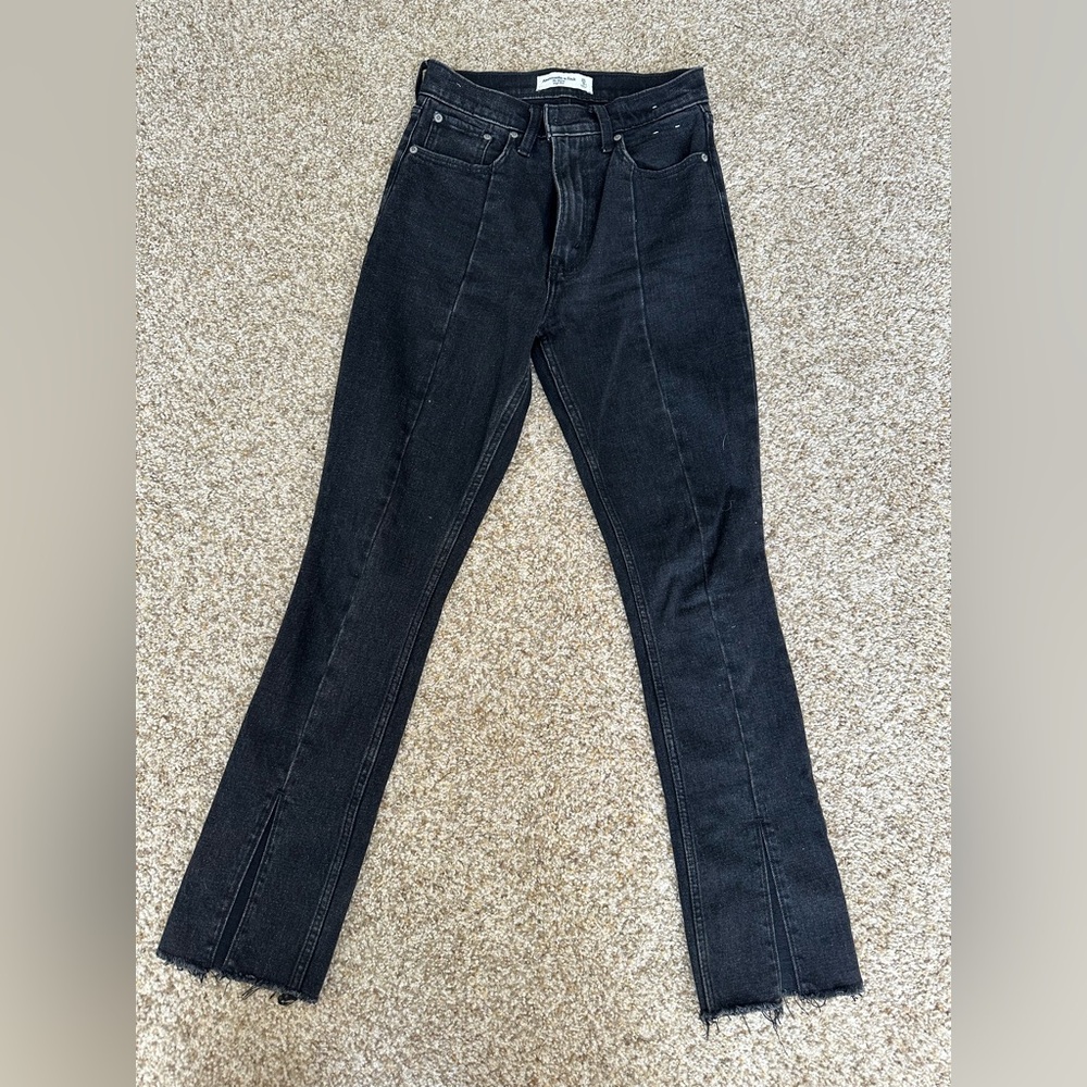 Abercrombie black jeans, split hem, size 25